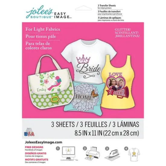 Jolee's&reg; Easy Image Glitter For Light Fabrics Transfer Sheets {3}
