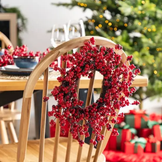 Glitzhome&reg; 14"D Christmas Mini Red Berries Wreath Set {3}