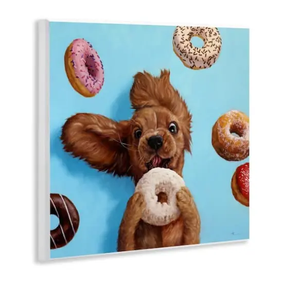 Stupell Industries Funny Dog Licking Donut Wall Plaque Art {4}
