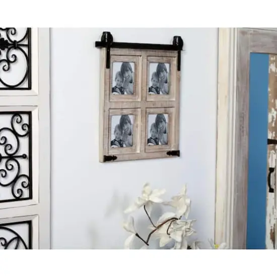 4 Opening Brown 5" x 5" Wood Farmhouse Frame {4}