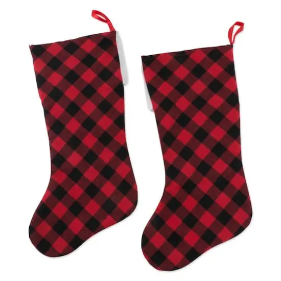 DII&reg; Red & Black Buffalo Check Holiday Stockings Set {5}