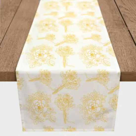 Floral Drawings Indoor/Outdoor Table Runner Yellow {3}