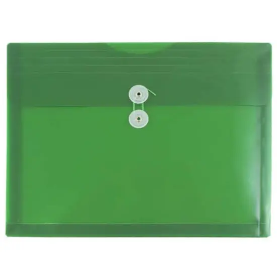 JAM Paper Letter Booklet Plastic Envelopes with Button & String Tie Closure, 12ct. Green {1}
