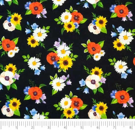 SINGER Ambesonne Poppy and Daisy Cotton Fabric {1}