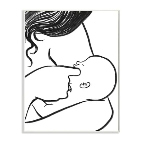 Stupell Industries Mother Nursing Child Portrait Minimal Black White Wall Plaque Art {1}