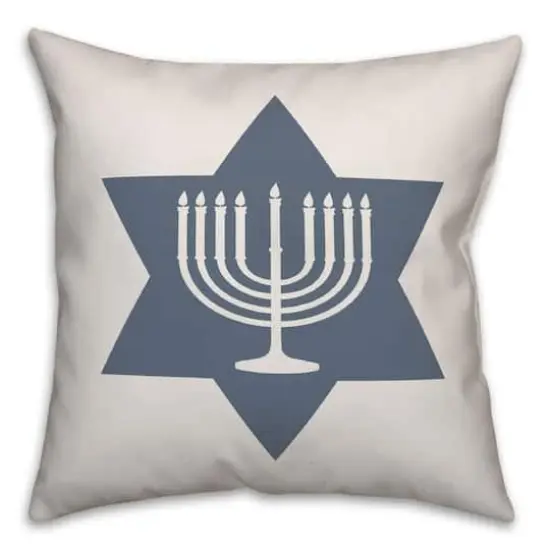 Simple Star of David Menorah 18x18 Spun Poly Pillow {1}