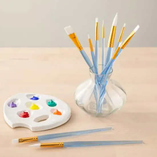 White Synthetic Acrylic Round & Flat 10 Piece Brush Combo By Artist's Loft® Necessities™ {3}