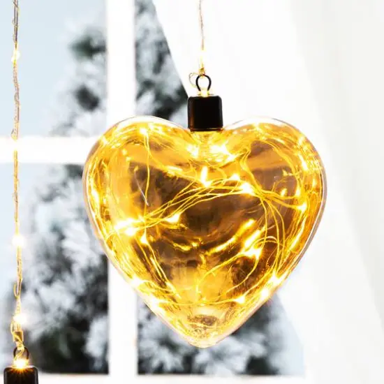 Glitzhome&reg; 26" LED Glass Heart Wall D&eacute;cor, Set Of 3 {4}