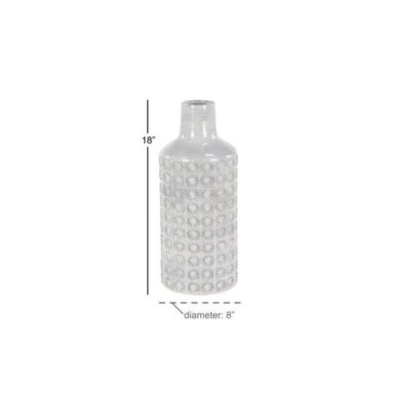 CosmoLiving by Cosmopolitan White Porcelain Coastal Style Vase, 8" x 18" {7}