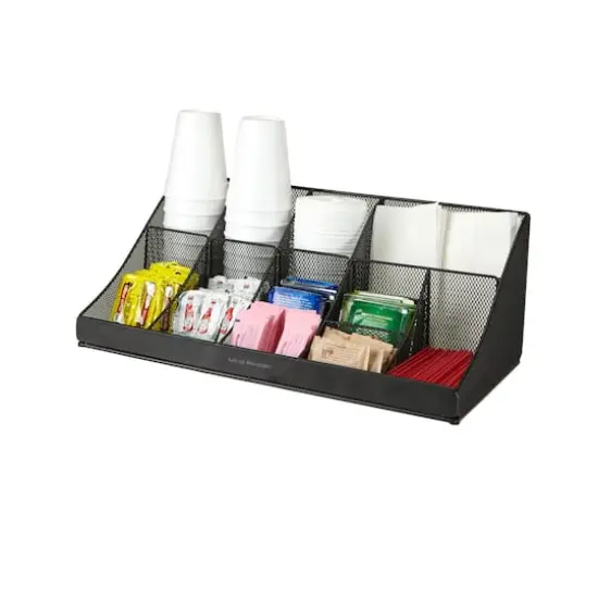 Mind Reader Black 11 Compartment Breakroom Coffee and Condiment Organizer {5}