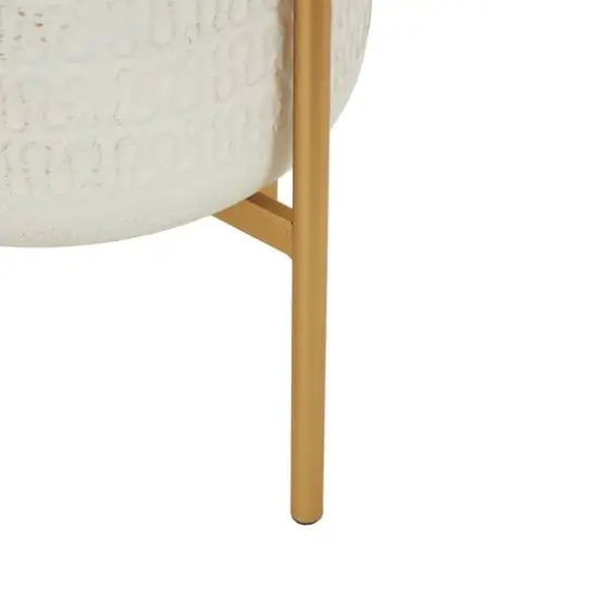 White & Gold Metal Dome Planter with Stand Set {6}