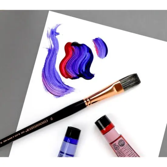 Connoisseur&reg; Black & White Hog Bristle Long Handle Flat Brush {5}