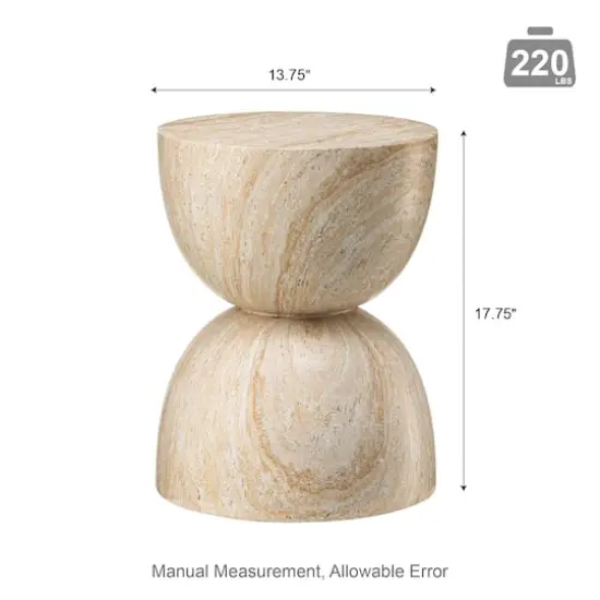 Glitzhome&reg; 17.75" Multi-Functional Hourglass Faux Travertine Garden Stool {5}