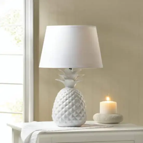 19.5" White Pineapple Table Lamp {3}