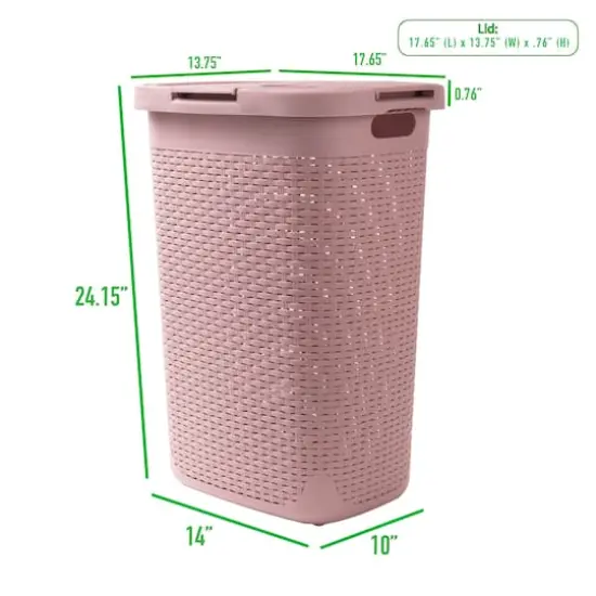 Mind Reader 60L Hamper Laundry Basket with Cutout Handles Pink {3}