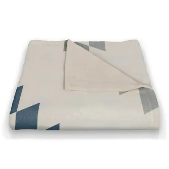 White, Blue & Yellow Southwestern Diamond Pattern Coral Fleece Blanket {3}