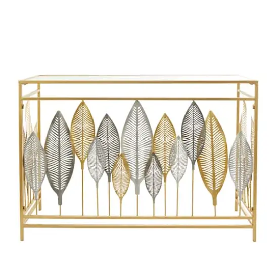 Gold Metal Contemporary Console Table, 30" x 44" x 16" {4}