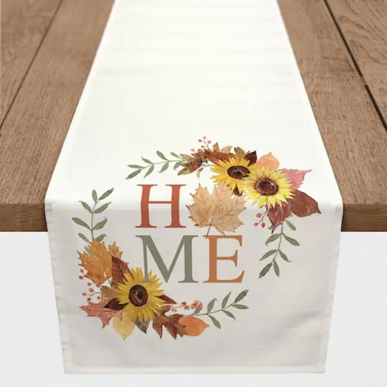 90" Autumn Home Wreath Polyester Twill Table Runner {4}
