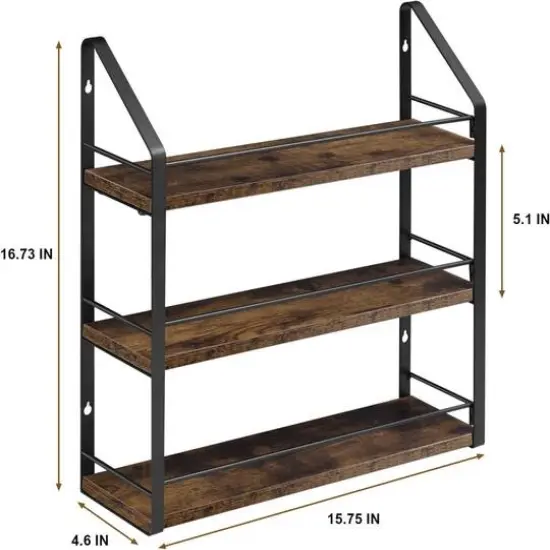 NEX&trade; 17" Brown Wall-Mounted 3-Tier Spice Rack Organizer {3}