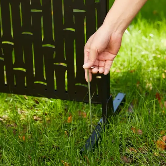 Glitzhome&reg; 6ft. Black Galvanized Steel Bamboo Pattern Privacy Screen Fence Panel & Room Divider {7}