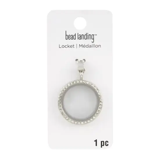 Clear & Rhodium Circle Locket by Bead Landing&trade; {4}