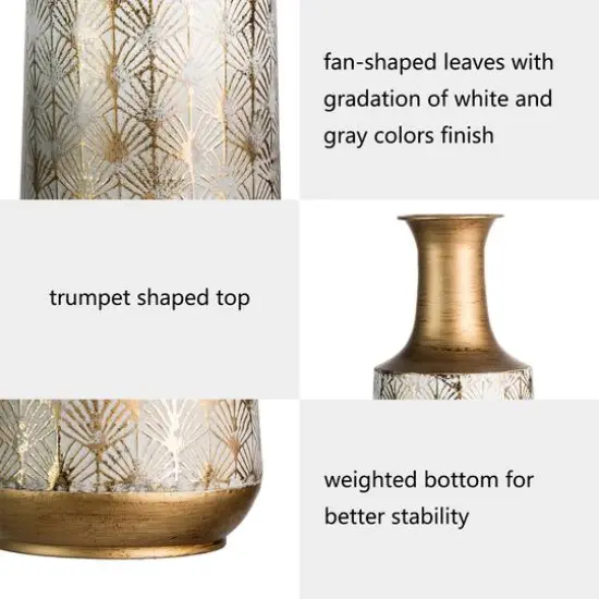 Glitzhome&reg; Gold & White Vintage Metal Vase Set {8}