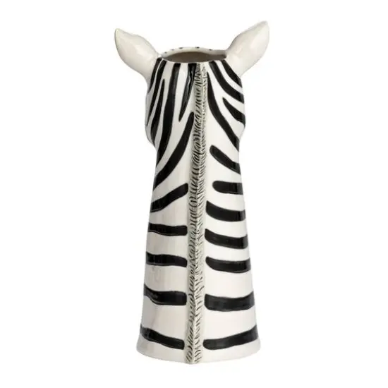 Hello Honey&reg; 11.5" White & Black Hand-Painted Decorative Stoneware Zebra Vase {8}