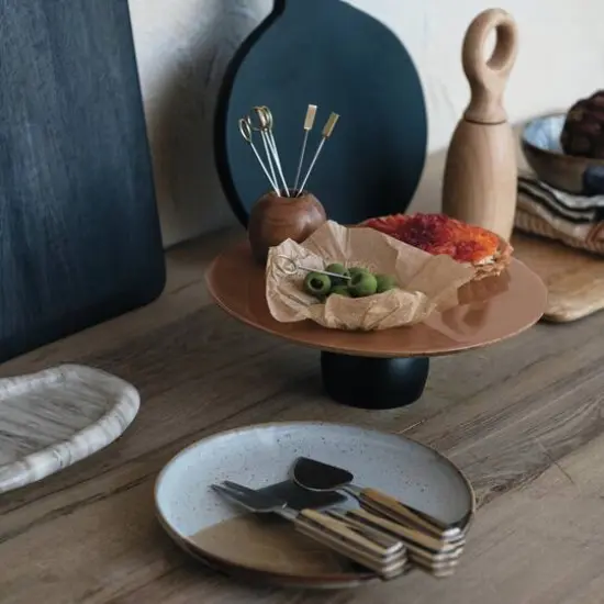 Hello Honey&reg; 3-Piece Natural & Black Stainless Steel & Mango Wood Cheese Servers with Handles & Design {4}