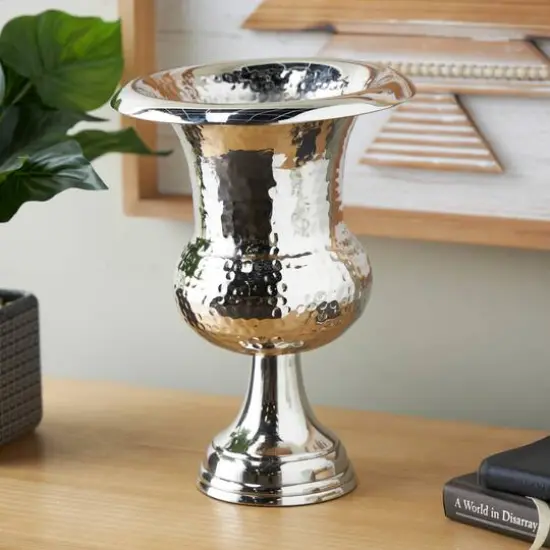 Silver Aluminum Goblet Inspired Hammered Vase {9}