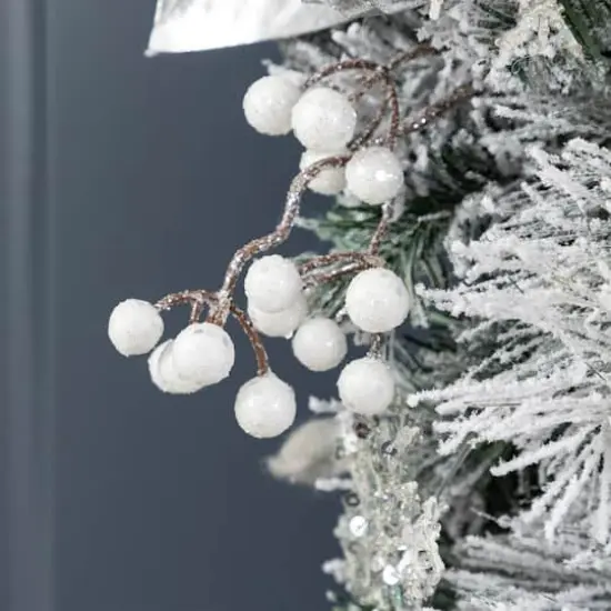 Glitzhome® 30"H Christmas Silver & White Ornament and Berry Teardrop {6}