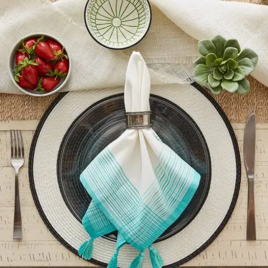 DII&reg; Antique Striped Turquoise Tassel Napkins, 6ct. {10}