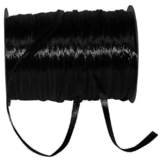 JAM Paper 1/4" Raffia Pearl Ribbon Black {1}