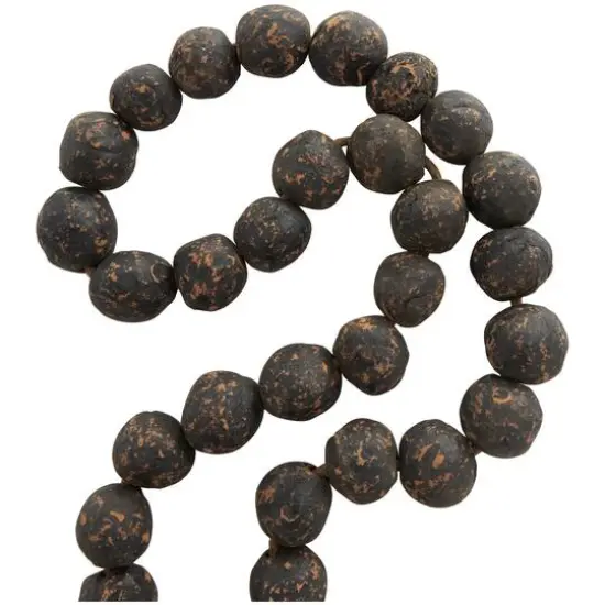 5ft. Paper Mache Round Distressed Beaded Garland with Tassel Black {8}