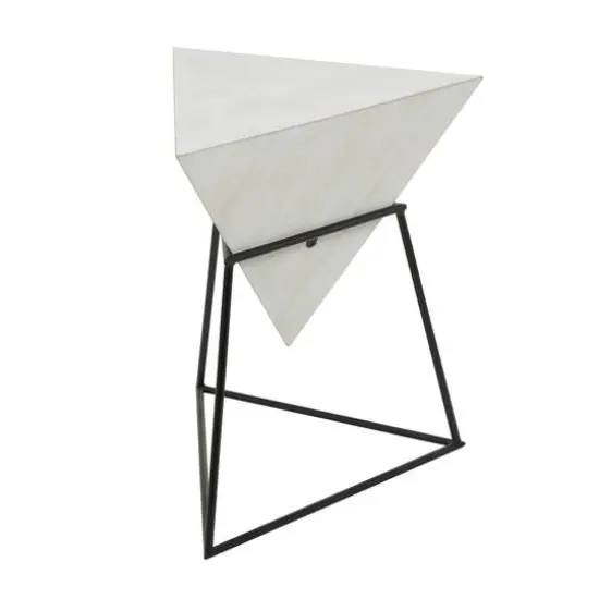 24" Metal Modern Accent Table White on Black {4}