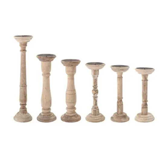Hello Honey&reg; Ivory Wood Candle Holders Set {1}