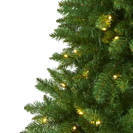 6ft. Pre-Lit Green Mountain Pine Artificial Christmas Tree, Clear LED Lights {4}
