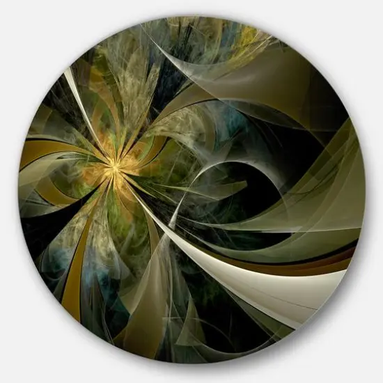 Designart - Gold and Silver Large Fractal Flower' Floral Metal Circle Wall Art {1}