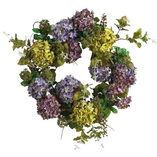 24" Green & Purple Hydrangea Wreath {1}