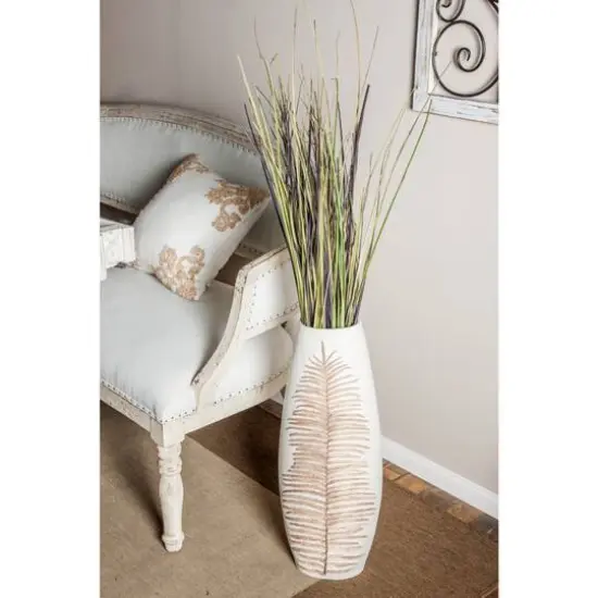 White Polystone Boho Style Vase, 25" x 9" x 8" {10}