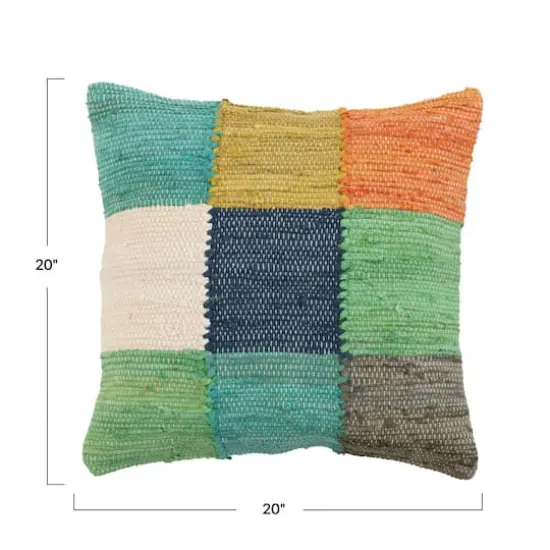 Multicolor Handwoven Cotton Dhurrie Pillow Cover {4}
