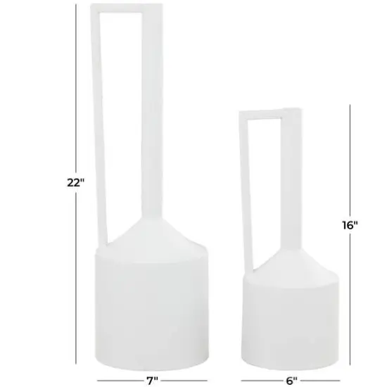 CosmoLiving by Cosmopolitan White Metal Vase with Handles Set of 2 22", 16" {7}