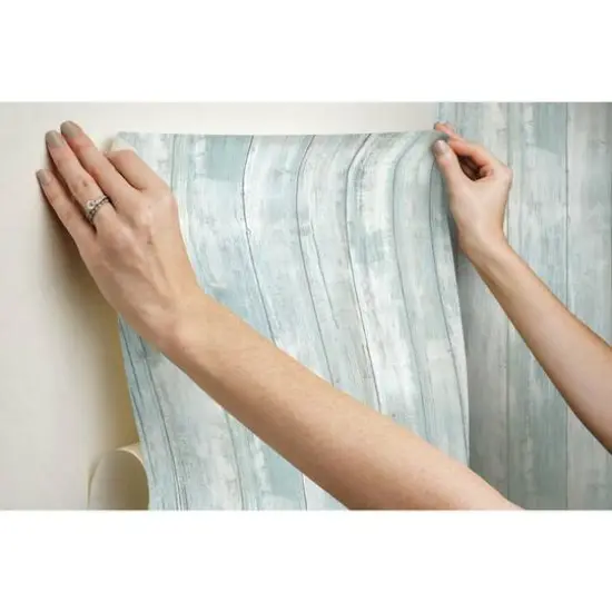 RoomMates Weathered Planks Peel & Stick Wallpaper Blue {10}