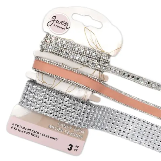 Gwen Studios 6yd. Satin & Rhinestone Trim Set Coral {1}