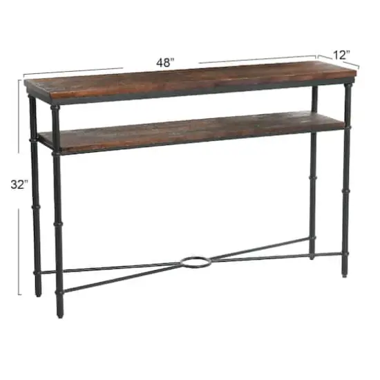 Hello Honey&reg; 48" Saratoga Rustic Wood & Metal Console Table Barn Door Gray {9}