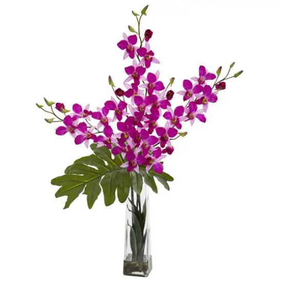 33" Dendrobium Tropical Orchid Arrangement in Vase Purple {1}
