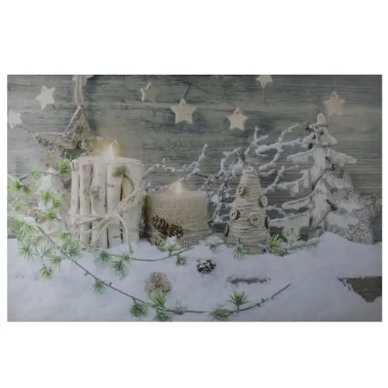 LED Lighted Country Rustic Winter Christmas Canvas Wall Art {10}