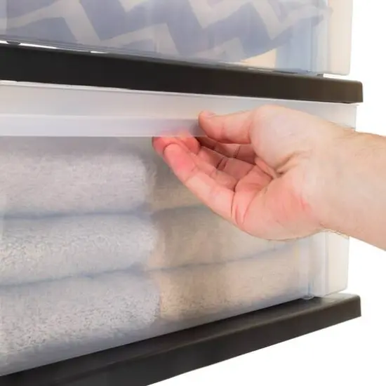 IRIS&reg; 29qt. Black & Clear Wide 3-Drawer Chests, 2ct. {10}