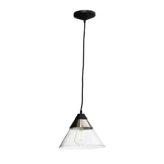 Hello Honey&reg; Robert Stevenson Lighting Theo 10" Matte Black & Brushed Metal Ceiling Light Black/Nickel {9}