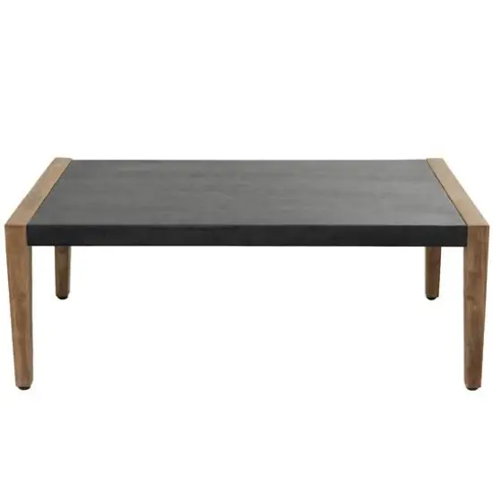 44" Dark Gray Wood Outdoor Coffee Table With Wood Legs {1}