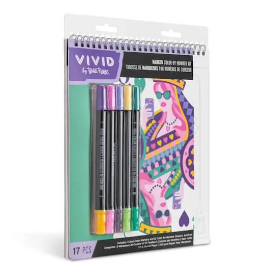 VIVID by Brea Reese® Queen of Hearts Marker Color-by-Number Kit {8}